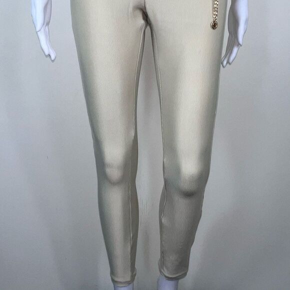 WeWoreWhat Solid Rib Scoop Jumpsuit in Khaki with Gold Chain Belt - Picture 3 of 16